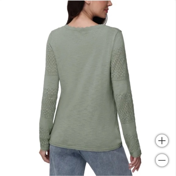 NWT Frye Women’s Pointelle Cardigan Sweater SAGE Green Seagrass Cardigan, XL - Picture 2 of 10